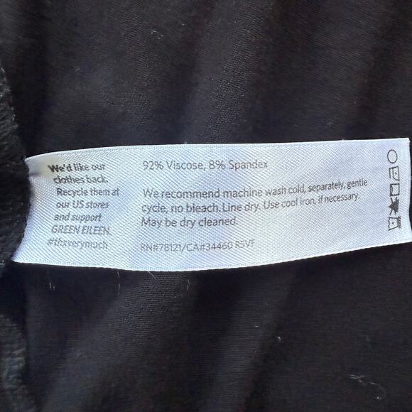 Eileen Fisher Short Sleeve Dress SZ M Shark Bite Hem Lagenlook Minimalist Black - Picture 3 of 7